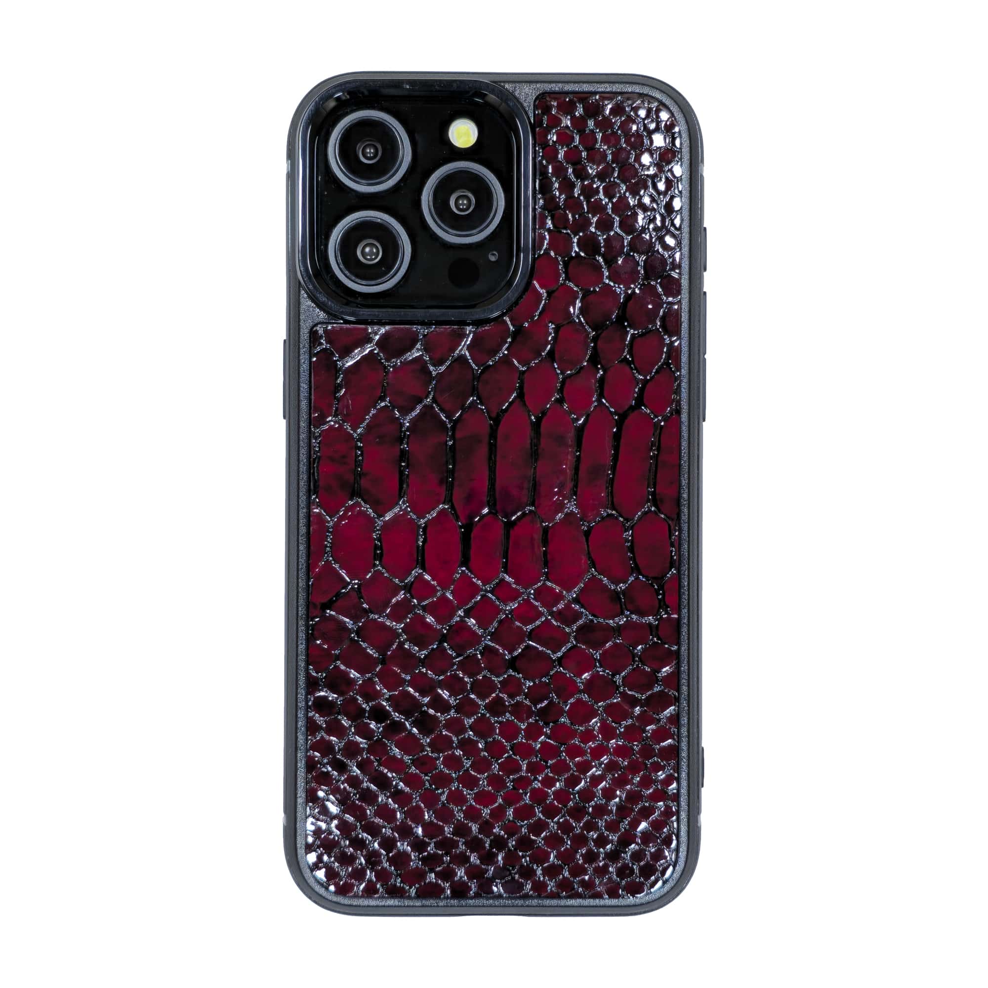 iPhone-13-Pro-Max-phone-case-code-PL12 قاب چرمی آیفون 13 پرو مکس چرم طبیعی رنگ آلبالویی چرم پیری کد PL12