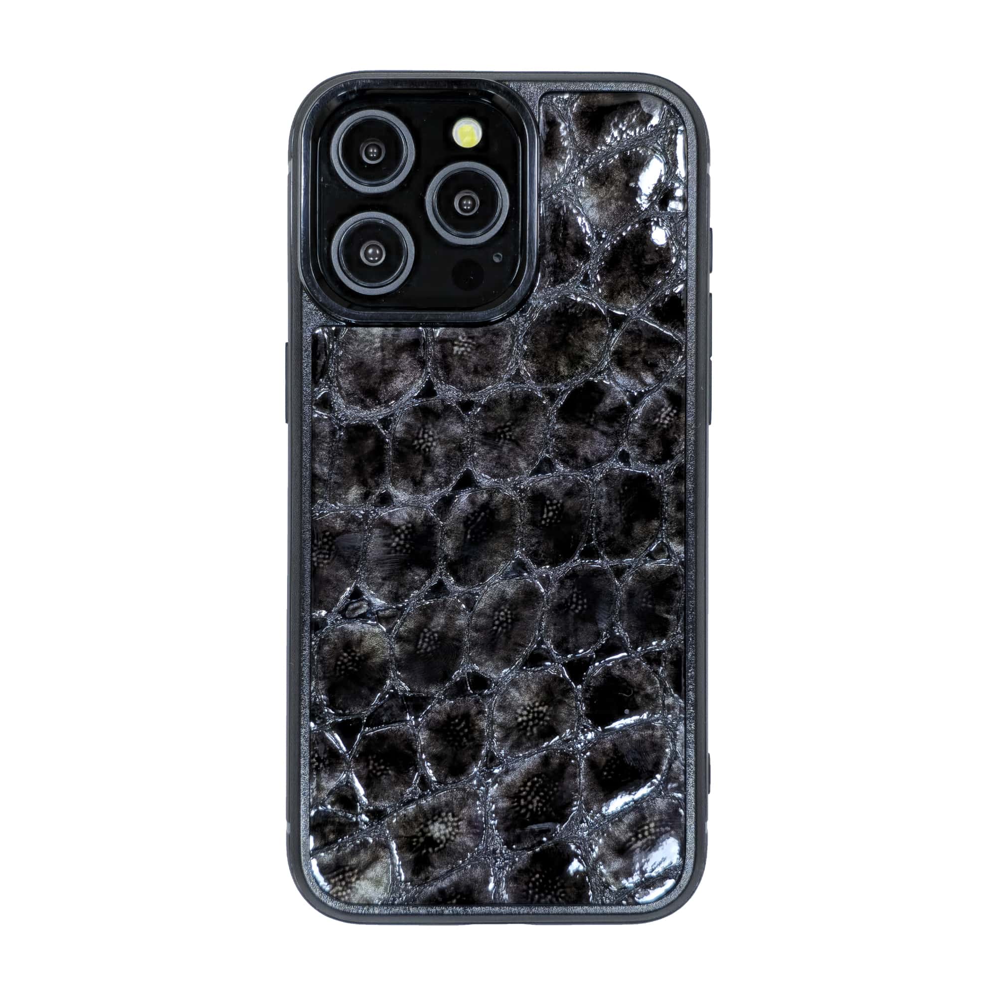 iPhone-13-Pro-Max-phone-case-code-PL19 قاب چرمی آیفون 13 پرو مکس چرم طبیعی رنگ طوسی چرم پیری کد PL19