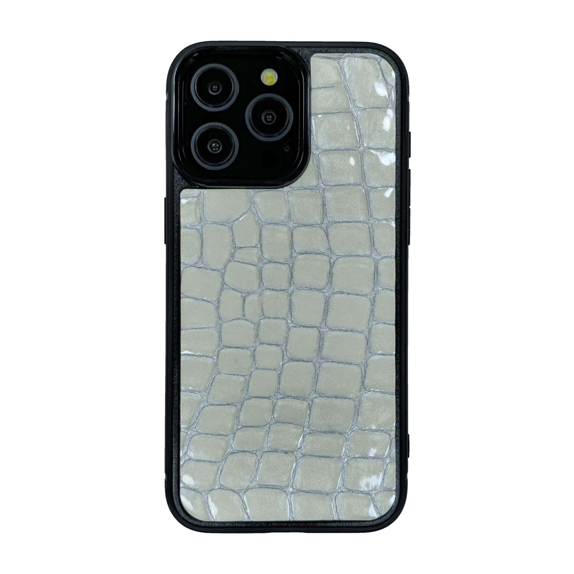 iPhone-13-Pro-Max-phone-case-code-PL23 قاب چرمی آیفون 13 پرو مکس چرم طبیعی رنگ سفید شیری چرم پیری کد PL23