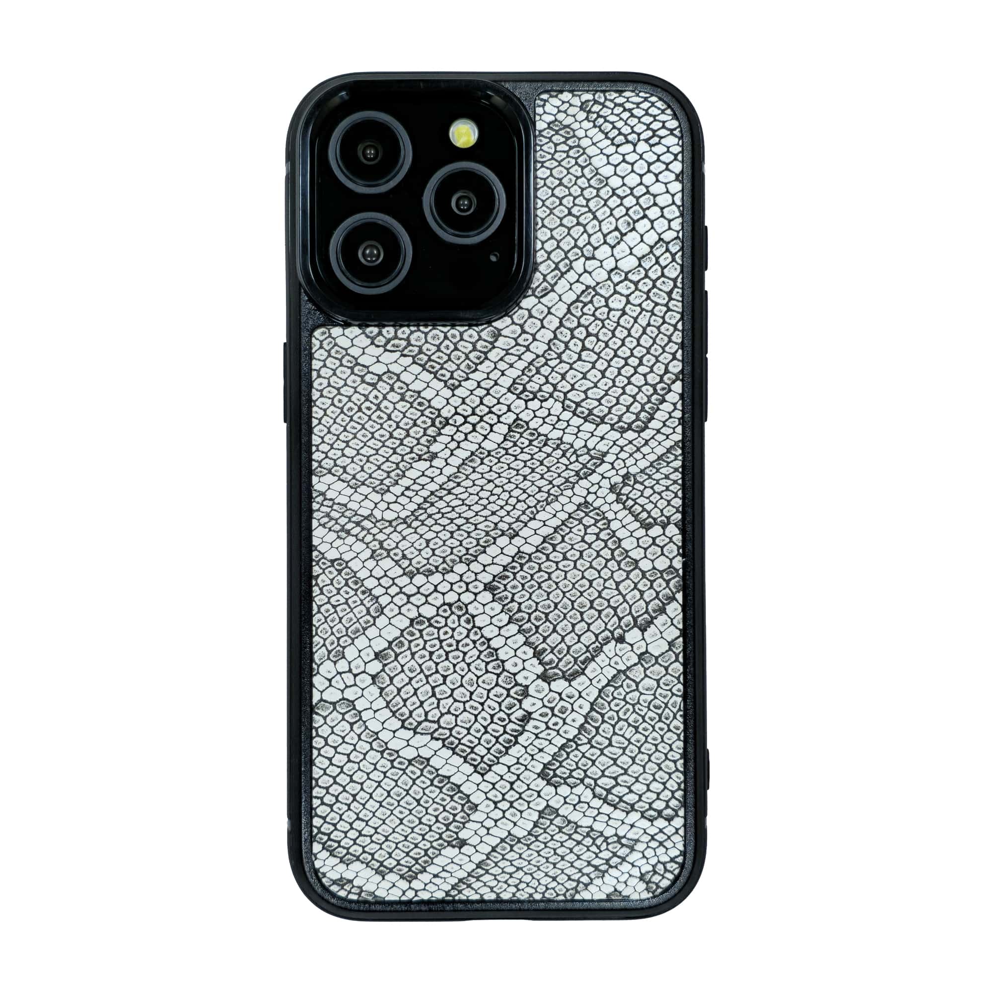 iPhone-14-Pro-Max-phone-case-code-PL25 قاب چرمی آیفون 14 پرو مکس چرم طبیعی رنگ سفید مشکی چرم پیری کد PL25