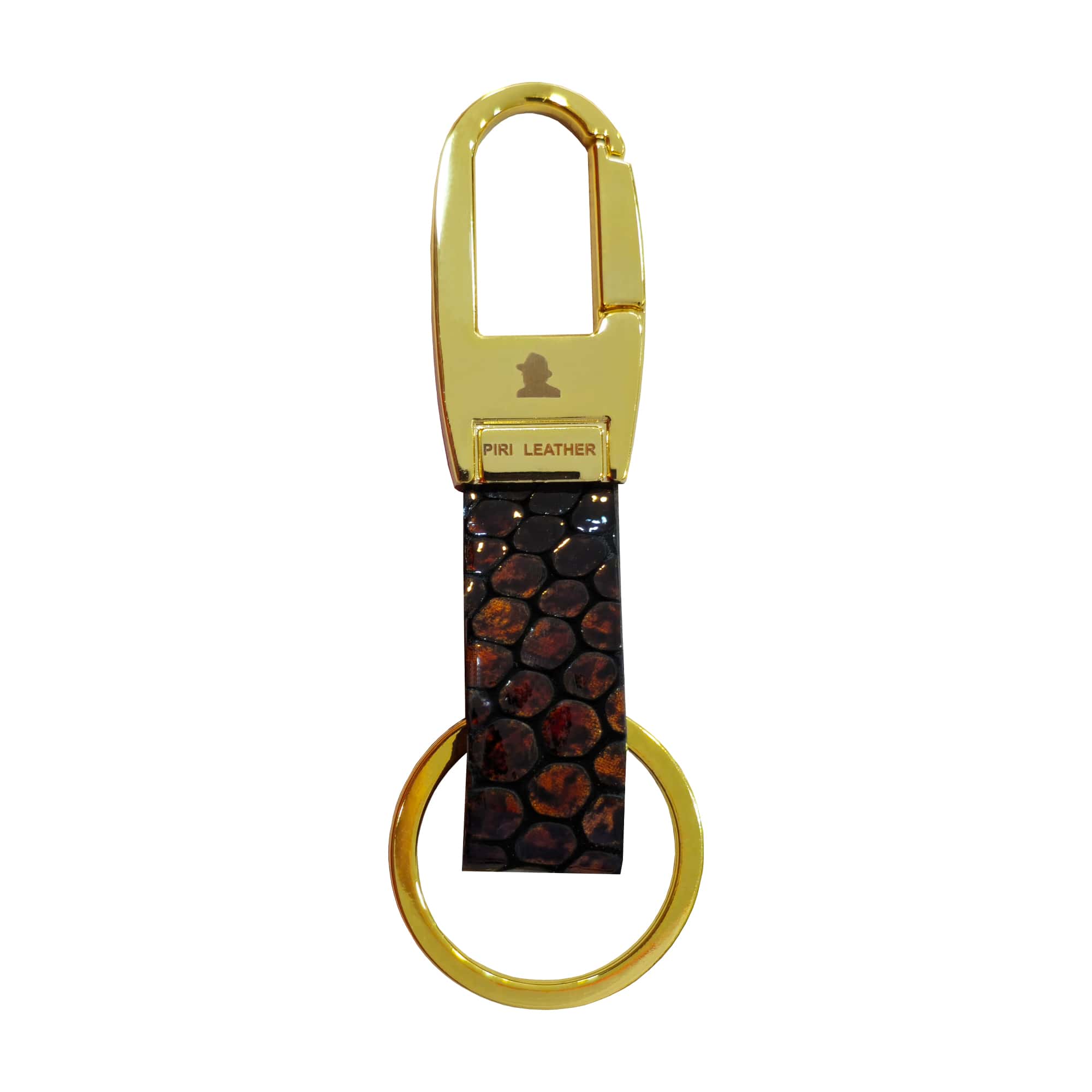 keychain-code-PL04 جاکلیدی چرمی رنگ قهوه ای مشکی چرم طبیعی با فلز طلایی کد PL04