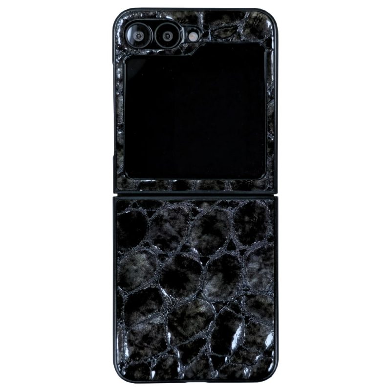 قاب چرمی سامسونگ Galaxy Z Flip 6 چرم طبیعی رنگ طوسی چرم پیری کد PL19