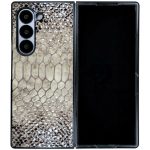 قاب چرمی سامسونگ Galaxy Z Fold 6 چرم طبیعی رنگ کرم قهوه ای چرم پیری کد PL26