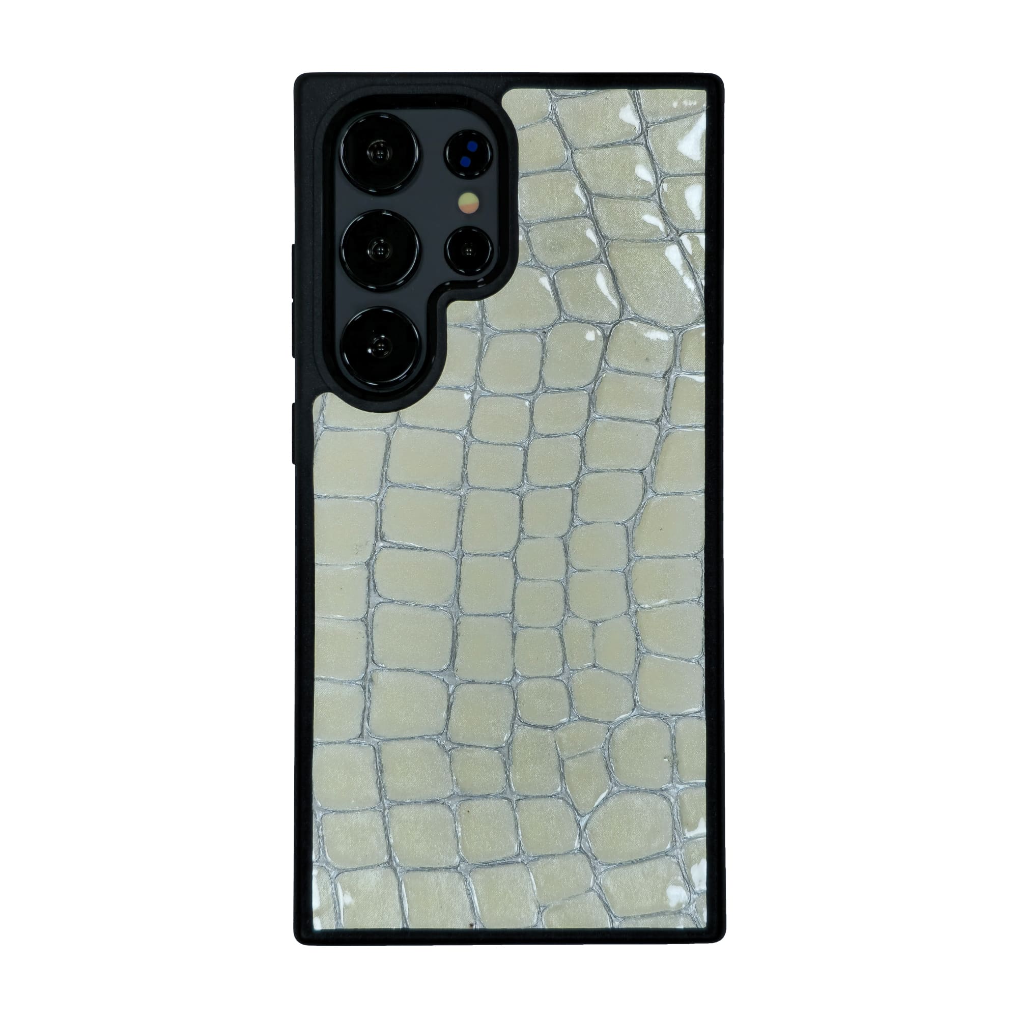Samsung-Galaxy-S25-Ultra-phone-case-PL23 قاب چرمی سامسونگ Galaxy S25 Ultra چرم طبیعی رنگ سفید شیری چرم پیری کد PL23