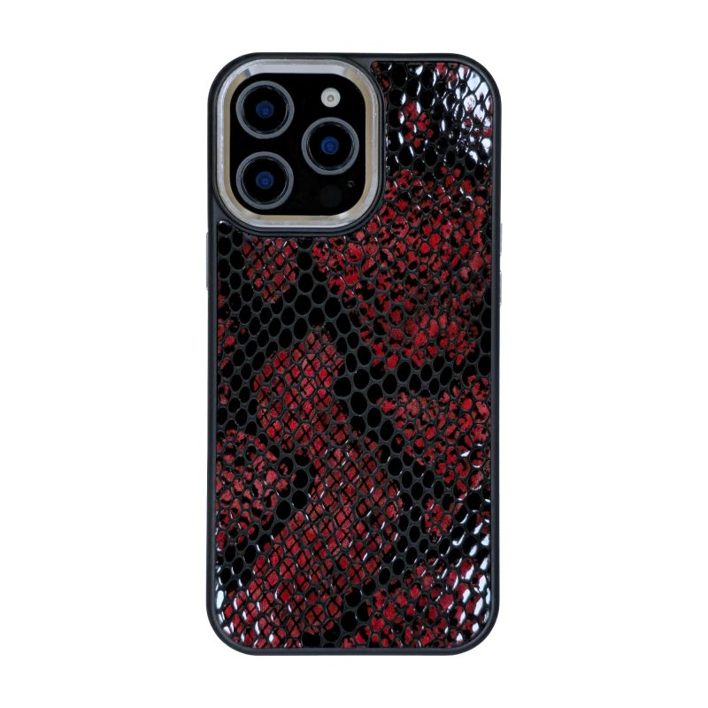 قاب گوشی آیفون 16 پرو مکس دور دوربین رینگ فلزی کد چرم PL03 برند صنایع چرم پیری