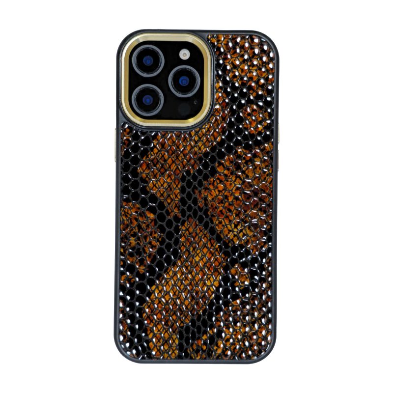 قاب گوشی آیفون 16 پرو مکس دور دوربین رینگ فلزی کد چرم PL04 برند صنایع چرم پیری