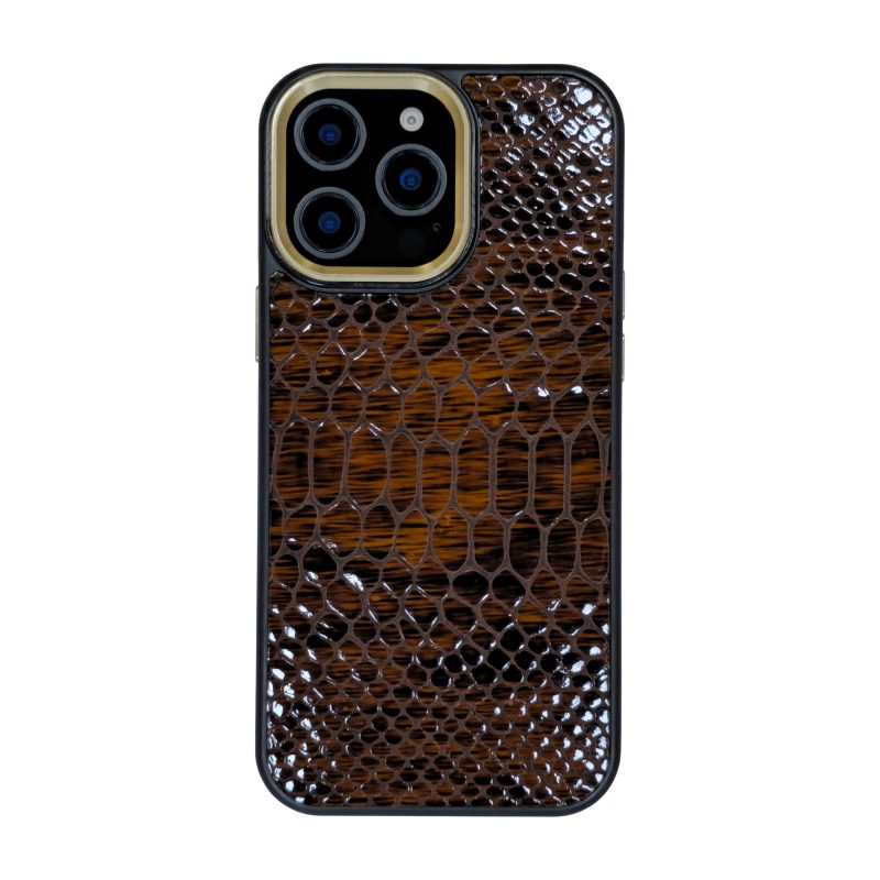 قاب گوشی آیفون 16 پرو مکس دور دوربین رینگ فلزی کد چرم PL15 برند صنایع چرم پیری