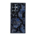 قاب چرمی سامسونگ Galaxy S26 Ultra مگ سیف چرم طبیعی رنگ آبی مشکی چرم پیری کد PL01
