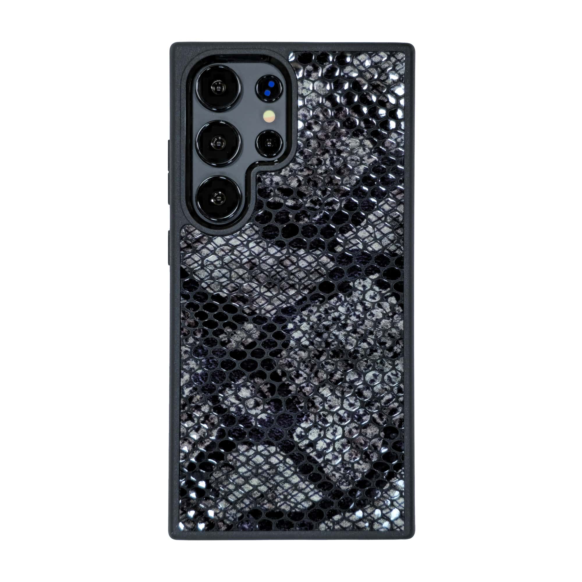 Samsung-Galaxy-S26-Ultra-phone-case-PL05 قاب چرمی سامسونگ Galaxy S26 Ultra مگ سیف چرم طبیعی رنگ طوسی مشکی چرم پیری کد PL05