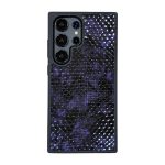 قاب چرمی سامسونگ Galaxy S26 Ultra مگ سیف چرم طبیعی رنگ بنفش مشکی چرم پیری کد PL06