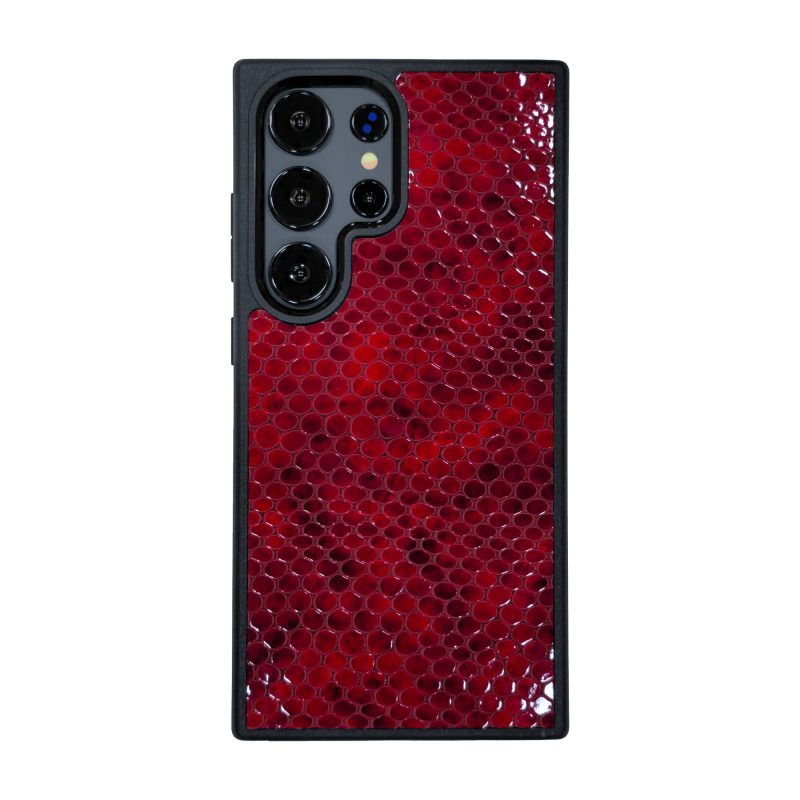 قاب چرمی سامسونگ Galaxy S26 Ultra مگ سیف چرم طبیعی رنگ قرمز چرم پیری کد PL09
