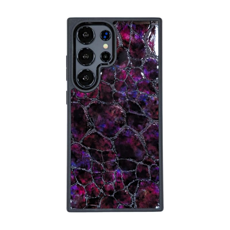 قاب چرمی سامسونگ Galaxy S26 Ultra مگ سیف چرم طبیعی رنگ بنفش کهکشانی چرم پیری کد PL17