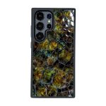 قاب چرمی سامسونگ Galaxy S26 Ultra مگ سیف چرم طبیعی رنگ سبز کهکشانی چرم پیری کد PL18