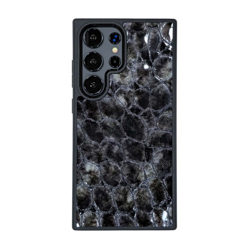 قاب چرمی سامسونگ Galaxy S26 Ultra مگ سیف چرم طبیعی رنگ طوسی چرم پیری کد PL19