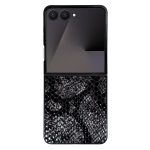 قاب چرمی سامسونگ Galaxy Z Flip 7 چرم طبیعی رنگ طوسی مشکی چرم پیری کد PL05