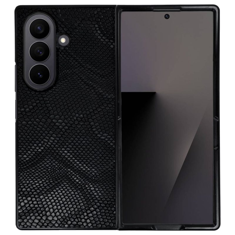 قاب چرمی سامسونگ Galaxy Z Fold 7 چرم طبیعی رنگ مشکی چرم پیری کد PL24
