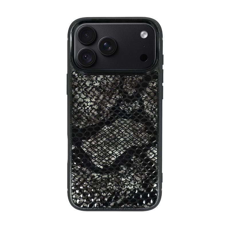 قاب چرمی آیفون 18 پرو مکس مگ سیف چرم طبیعی رنگ طوسی مشکی چرم پیری کد PL05 black