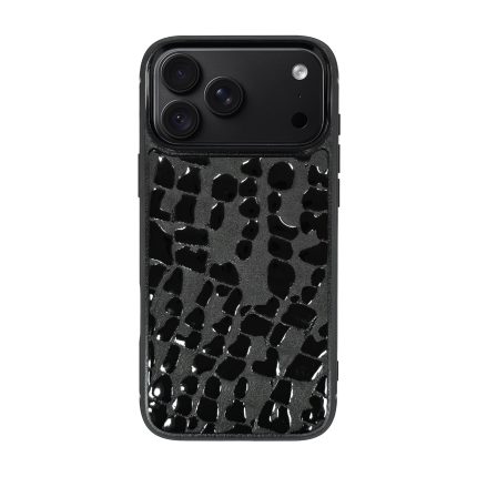 قاب چرمی آیفون 18 پرو مکس مگ سیف چرم طبیعی رنگ مشکی چرم پیری کد PL34